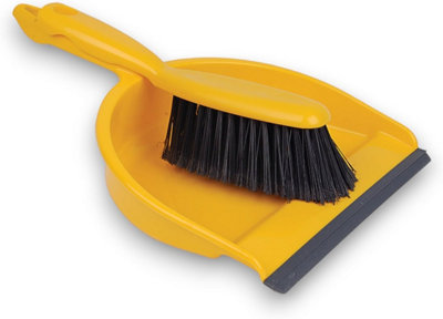 Robert Scott Professional Dustpan and Brush Set Soft Bristle Colour Coded (Yellow)