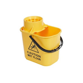 Robert Scott Yellow Plastic Mop Bucket with Wringer 15 Litre