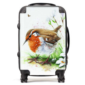 Robin And Daisies Watercolour Suitcase - Cabin