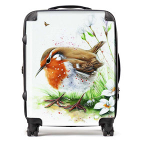 Robin And Daisies Watercolour Suitcase - Large