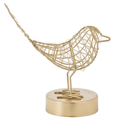 Robin LED Light Decoration - Freestanding Bird Ornament Wire Sculpture with 20 Warm White LEDs - Measures 21 x 20 x 10cm