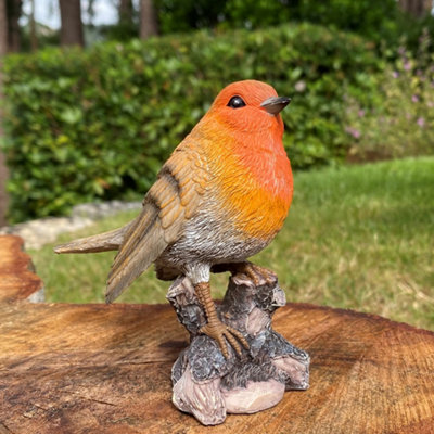 Robin on a Tree Stump Garden Ornament (Set of 2)