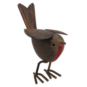 Robin Red Brest Garden Sculpture Ornament Statue Metal Decoration Animal Bird