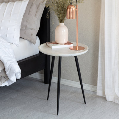Robin Tri Pin Side Table Solid Mango Bed Side Table With Black Legs