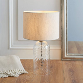 Robyn Glass Table Lamp with Grey Shade