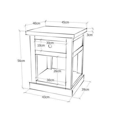 Rocca 1 Drawer Bedside Table Chrome Knob