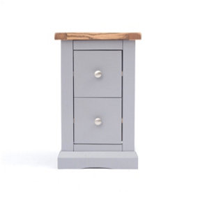 Rocca 2 Drawer Petite Bedside Table Chrome Knob