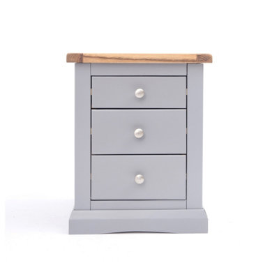 Rocca 3 Drawer Bedside Table Chrome Knob