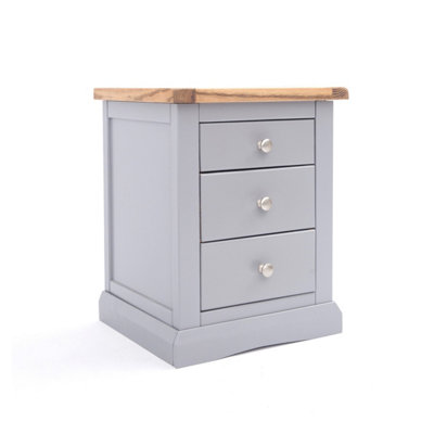 Rocca 3 Drawer Bedside Table Chrome Knob