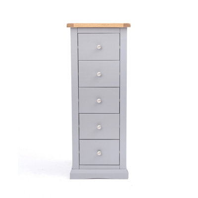 Rocca 5 Drawer Narrow Chest of Drawers Chrome Knob