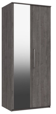 Rochester 2 Door Robe with Mirror - Dark Grey Oak