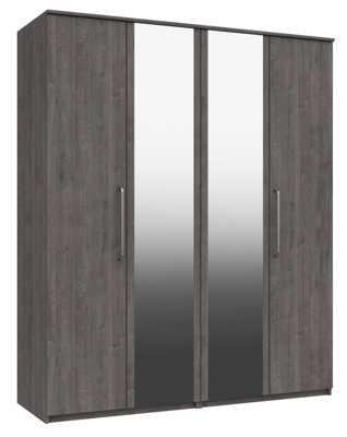 Rochester 4 Door Robe with 2 Mirrors - Dark Grey Oak on Express ...