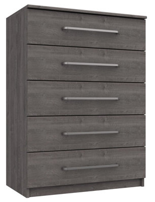 Rochester 5 Drawer Chest - Dark Grey Oak