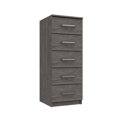 Rochester 5 Drawer TallBoy - Dark Grey Oak on Express Delivery and Ready Assembled