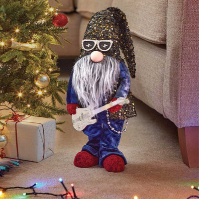 Rock Gonk Christmas Decoration with Guitar