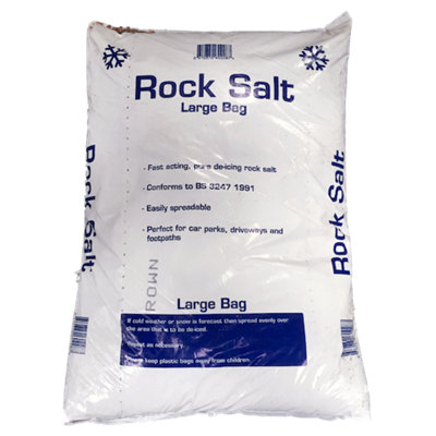 Rock Salt 40 x 25kg Bags (1000kg) Brown De-icing Grit Salt for Melting Snow and Ice,