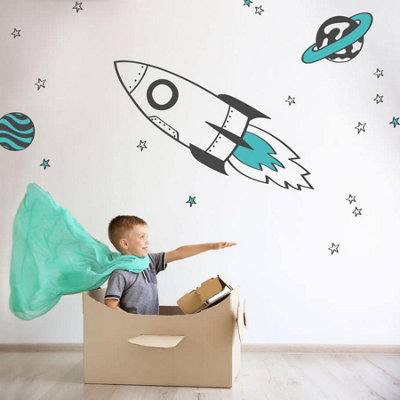 Rocket and Stars Wall Sticker Pack