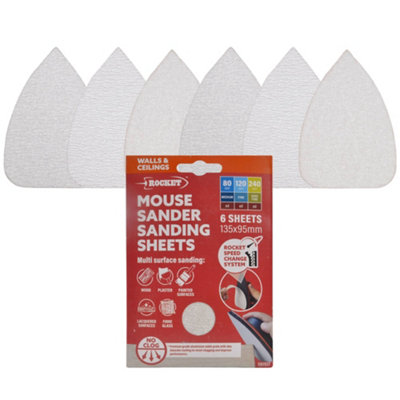 Rocket Mouse Sanding Sheets 6 Pack - 135mm x 95mm Triangle Pads for ...