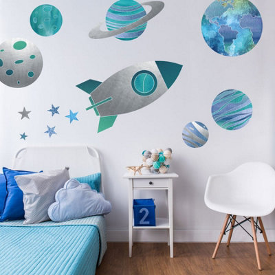 Rocket, Planets and Stars Wall Sticker Pack