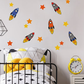 Rocket Wall Sticker Pack Children's Bedroom Nursery Playroom Décor Self-Adhesive Removable