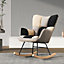 Rocking Armchair Linen Upholstered Rocker Chair Patchwork Accent Recliner Sofa Chair