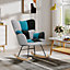 Rocking Armchair Patchwork Linen Effect Rocker Chair Recliner Sofa Chair