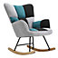 Rocking Armchair Patchwork Linen Effect Rocker Chair Recliner Sofa Chair