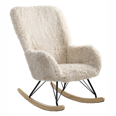 Rocking Chair AKRA Faux Fur Light Beige