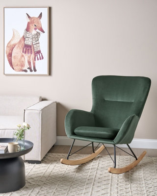 Rocking Chair ELLAN Velvet Dark Green
