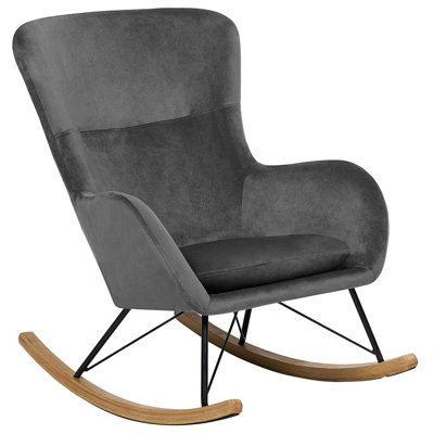 Rocking Chair ELLAN Velvet Dark Grey