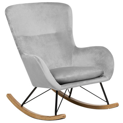 Rocking Chair ELLAN Velvet Light Grey