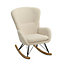 Rocking Chair Faux Wool Upholstered Rocking with High Backrest Removable Padded Seat Accent Chair for Living Room Bedroom