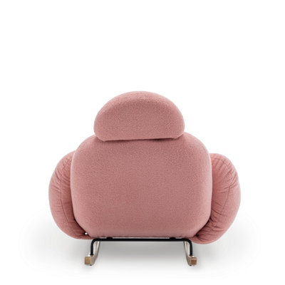 Rocking Chair for Nursery Room in Pink Teddy Boucle Fabric