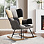 Rocking Chair Modern Tufted Linen Upholstered Glider Rocker Padded Seat Accent Chair for Living Room Bedroom Offices