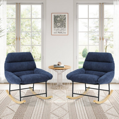 Rocking Chair Nursery, Lamb Wool Removable Glider Rocker, Blue Grey