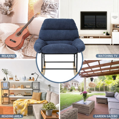 Rocking Chair Nursery, Lamb Wool Removable Glider Rocker, Blue Grey