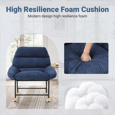 Rocking Chair Nursery Teddy, Upholstered Lamb Fleece Rocker, Blue Grey