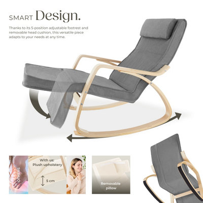Rocking Chair Onda - with armrests, comfortable padding with pillow, 5 ...