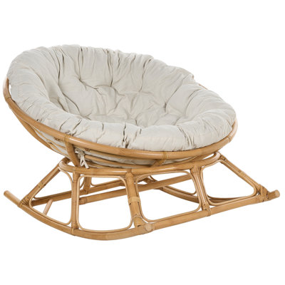 Rocking Chair Rattan Light Beige ORVIETO