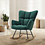 Rocking Chair Tufted Upholstered Glider Rocker with High Backrest Reading Chair Modern Rocking Accent Chairs Green