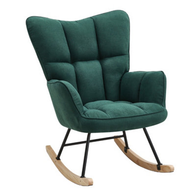 Rocking Chair Tufted Upholstered Glider Rocker with High