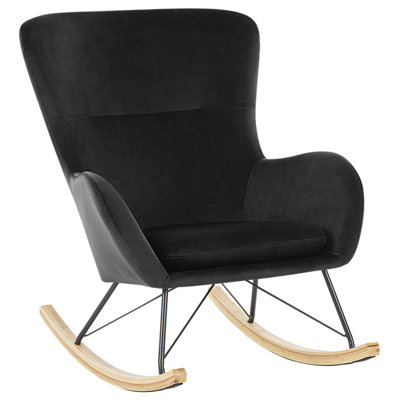 Rocking Chair Velvet Black ELLAN