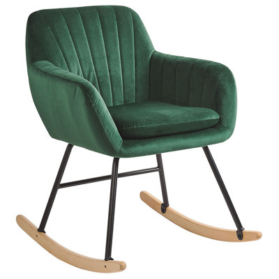 Rocking Chair Velvet Emerald Green LIARUM | £139.99 at B&Q