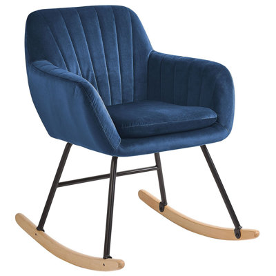 Rocking Chair Velvet Navy Blue LIARUM