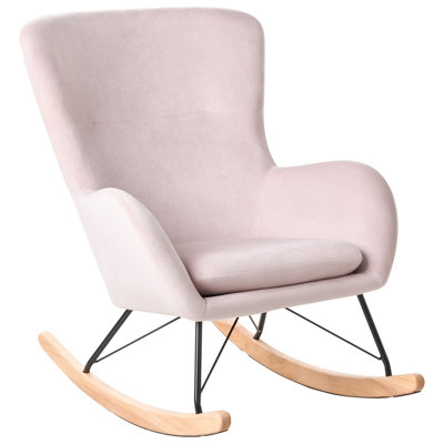 Rocking Chair Velvet Pink ELLAN | DIY at B&Q