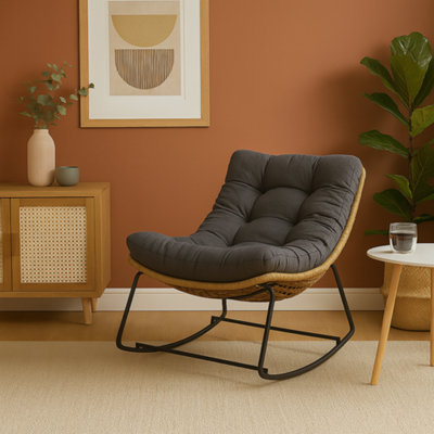 Rocking Garden Lounge Chair with Stand Outdoor Patio Chair with ...