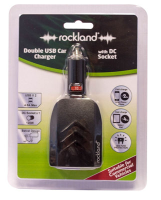 Rockland Double USB Car Charger + DC Socket Fast Charge For Commercial Vehicles