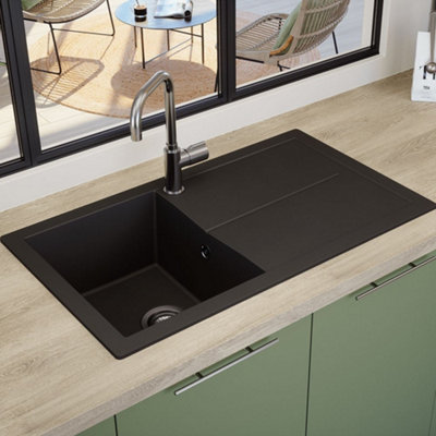 Rocklite Milton 1-Bowl Granite Composite Reversible Inset Kitchen Sink ...