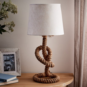 Rockport Rope Knot and Jute Bedside Table Lamp Room Décor Night Lamp, Table Lamp, Table Light
