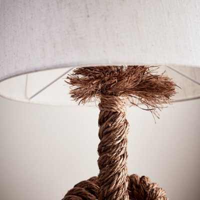 Rockport Rope Knot and Jute Bedside Table Lamp Room Décor Night Lamp ...